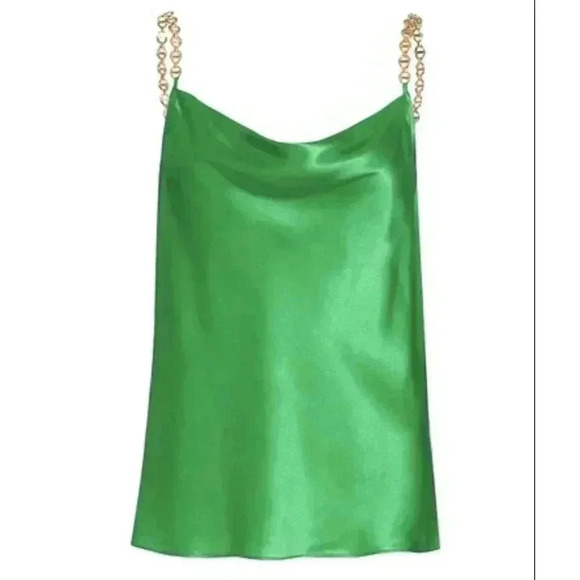 L'AGENCE Bias Silk Matching Set Midi Skirt Gold Chain Blouse Tank Cocktail Dress - Picture 14 of 16